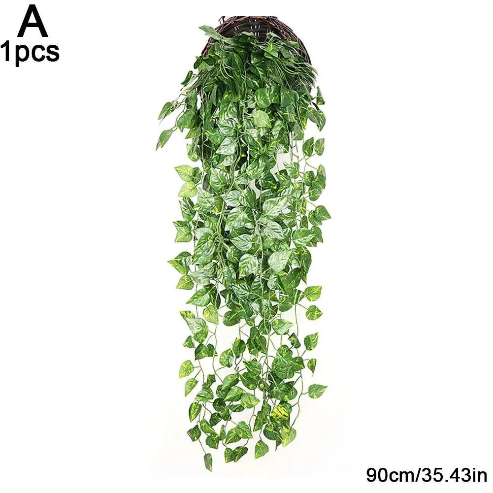 Искусственные растения, лианы, имитация лианы, настенные листья, зеленые искусственные растения для дома, украшения балкона, настенные украшения для комнаты из ротанга Y5X3