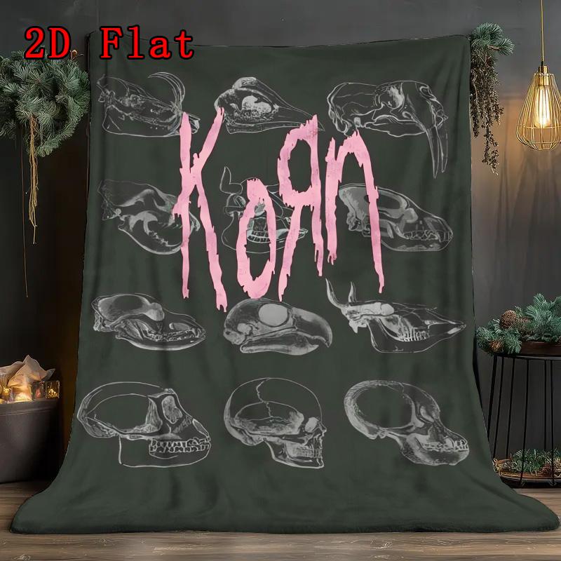 Korn 2D Flat Pattern Flannel Blanket High quality All Seasons Warmth and Comfort Perfect for Christmas Gifts.MMT0918056