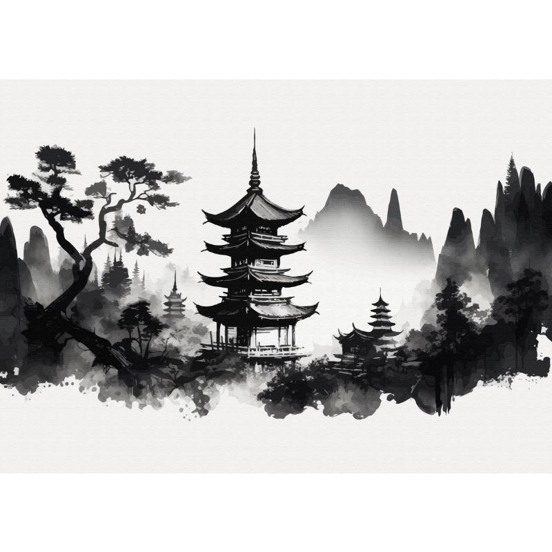 Китайский Пейзаж Птицы Лес Гора Река Карп Кои Рыба Тушь Искусство Постер Холст Живопись Настенное Искусство Принты Картина Домашний Декор