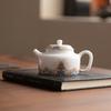 Suet jade white porcelain seawater Jiangya Dezhong pot household ceramic tea pot retro white porcelain light luxury single pot tea maker
