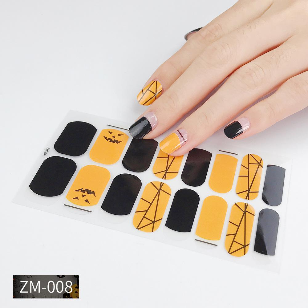 ZM Full Cover No-Cure Gel Nail Wraps, Halloween Style Autumn Winter Nail Stickers, Nail Patch Films