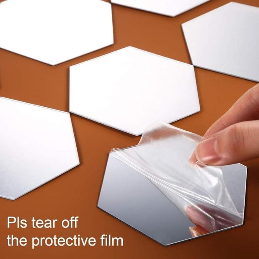 10 PCS Hexagon Acrylic Mirror Wall Stickers Plate Self Adhesive Mirror Sticker Mirrors for Wall Decor,Wedding Table Centerpiece Art Wall Decoration