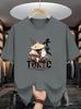 Summer Chinesestyle Trend Hatwearing Warrior Print Shortsleeved Unisexs American High Street Trendy Tshirt Loose Top