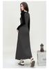 Color blocked hip dress 2025 autumn style gentle and sweet style long sleeved slim fit dress long skirt