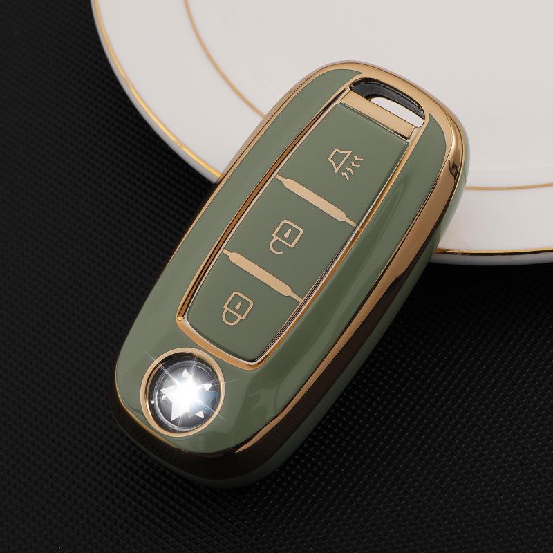 Чехол для ключа автомобиля Dongfeng Venucia: Защитный чехол с золотой кромкой для D60, T60plus/EV, T90, T70 с пряжкой