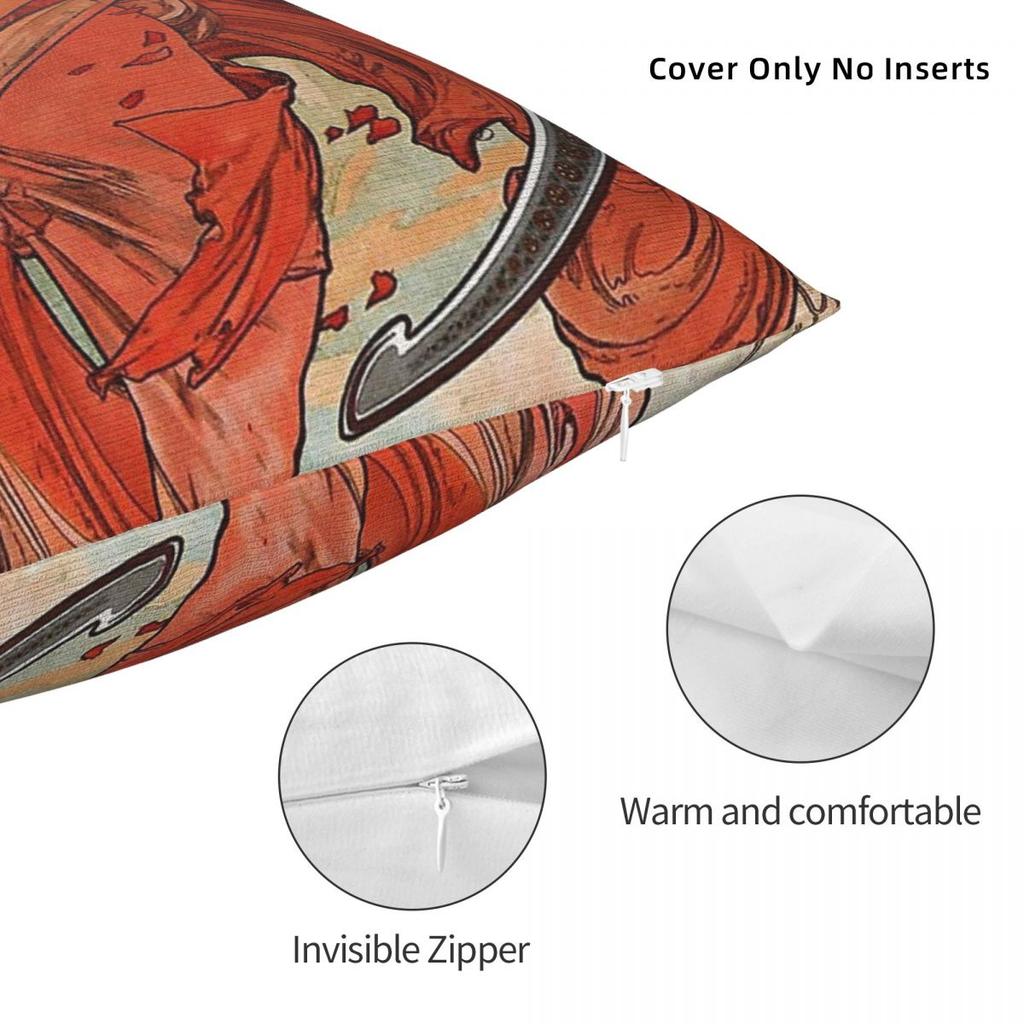 Alphonse Mucha Dance 1898 Square Pillowcase Polyester Linen Velvet Pattern Zip Decorative Home Cushion Cover