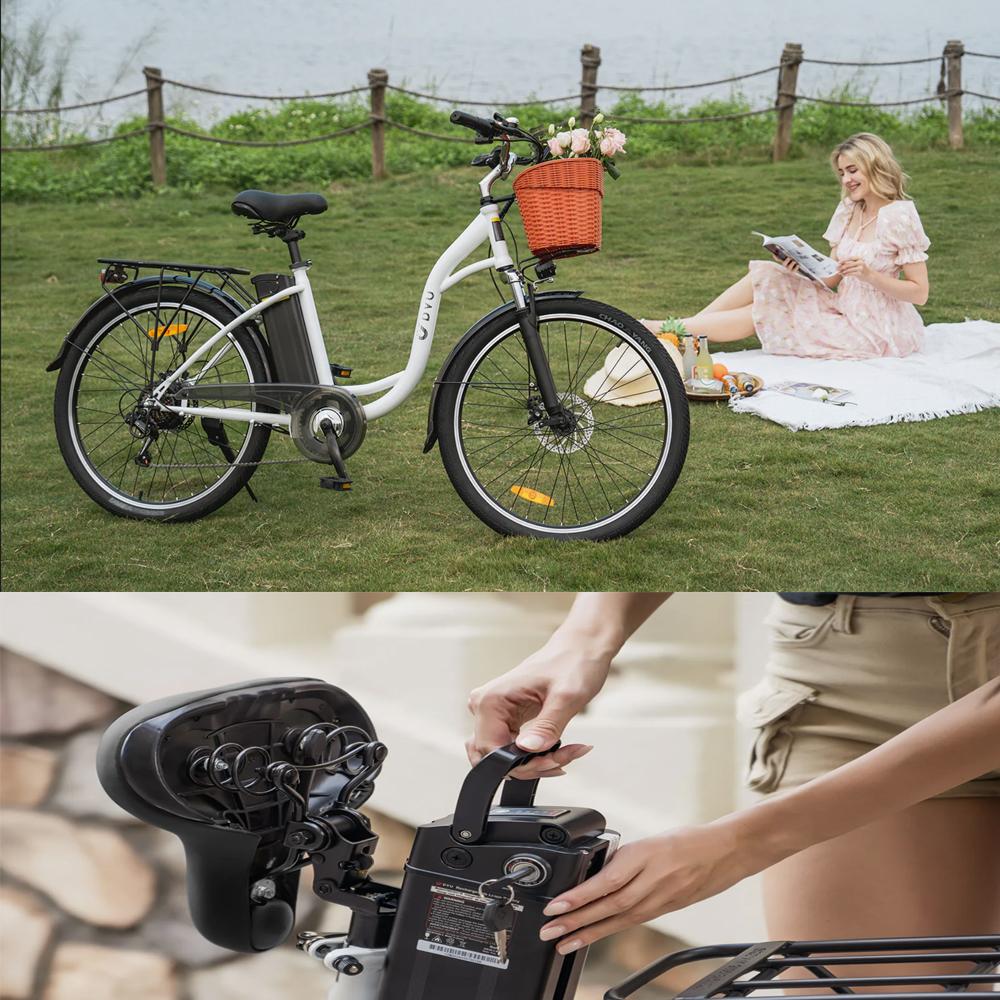 Electric Bike DYU C6 26" 250W Motor 12.5AH Max Range 60Km Load 120Kg Black or White