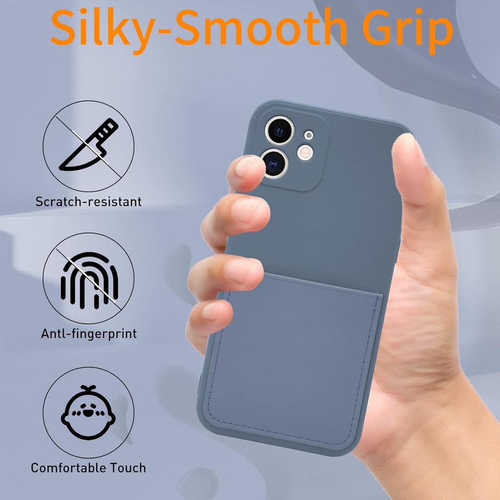 Silicone Wallet Phone Case for iPhone 11 6.1 Inch with Credit Card Holder Pocket, Full-Body Bumper Protection Camera Protect Case (Lavender Gray)