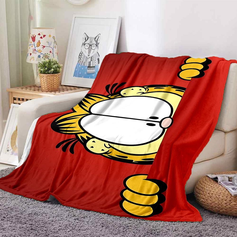 1pc Garfield Cat Flannel Throw Blanket HD Printed Lightweight Soft Warm All Season Blanket for Sofa, Bed, Travel, Camping Machine Washable