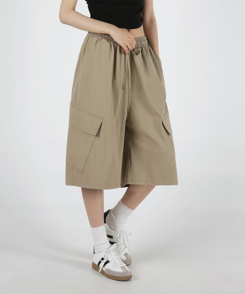 UMM Women'S Big Pocket Bermuda Elastic Waist Shorts 3 Colors