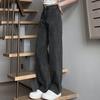 Women Jeans High Waist Button Zipper Closure Vintage Loose Fit Pockets Straight Wide Leg Streetwear Pants Daily Wear Long Trousers