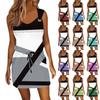 Женское модное повседневное платье без рукавов с принтом и завязками на шнурке с карманами