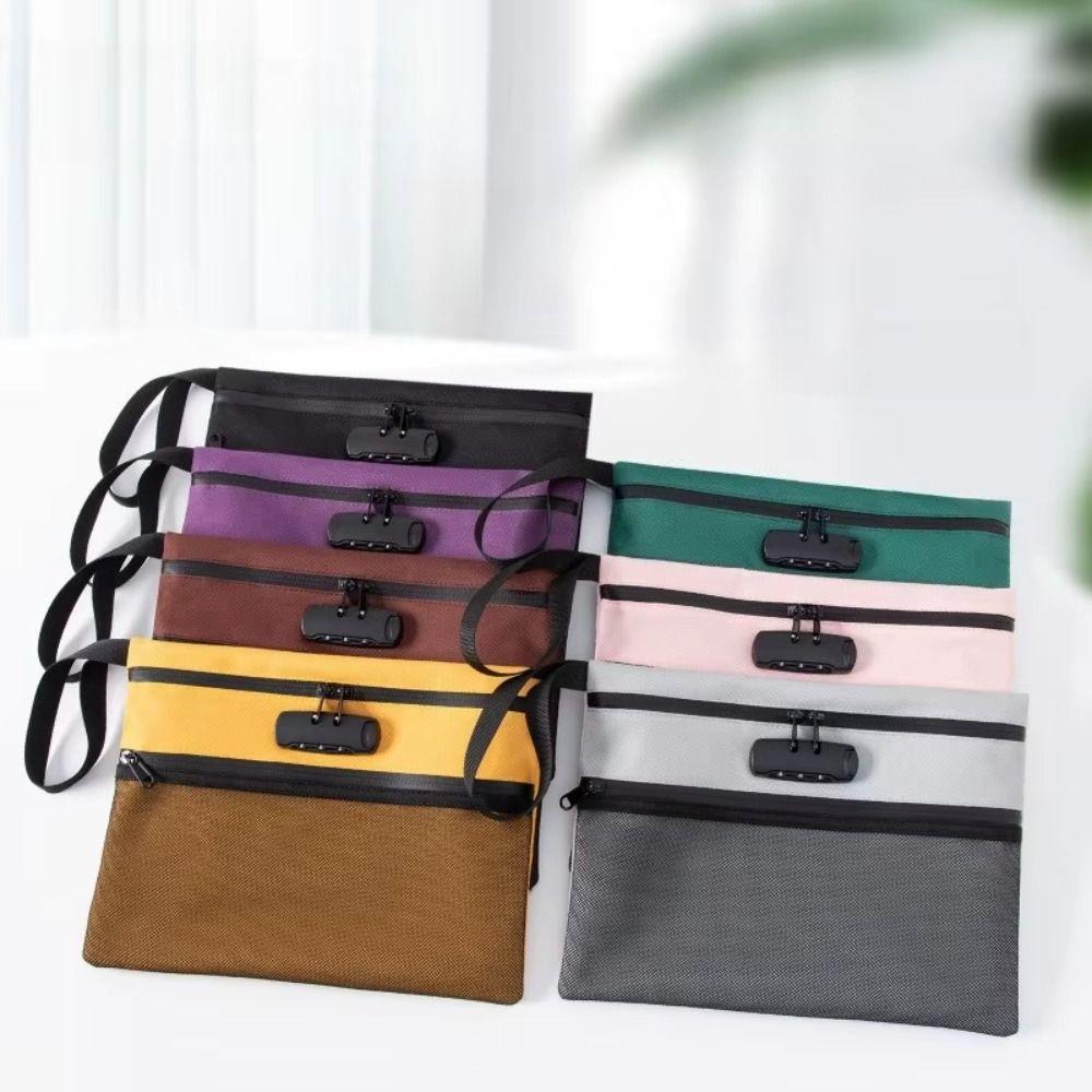 Oxford Cloth Security Document Bag Password Lock Portable File Folders Certificate Storage