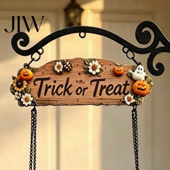 Unique Holiday Gift for Home Halloween Swing Ghost Doorbell, with Pumpkins Decor, Gothic Style Trick Entryway Welcome Sign or Treat Sign, Farmhouse