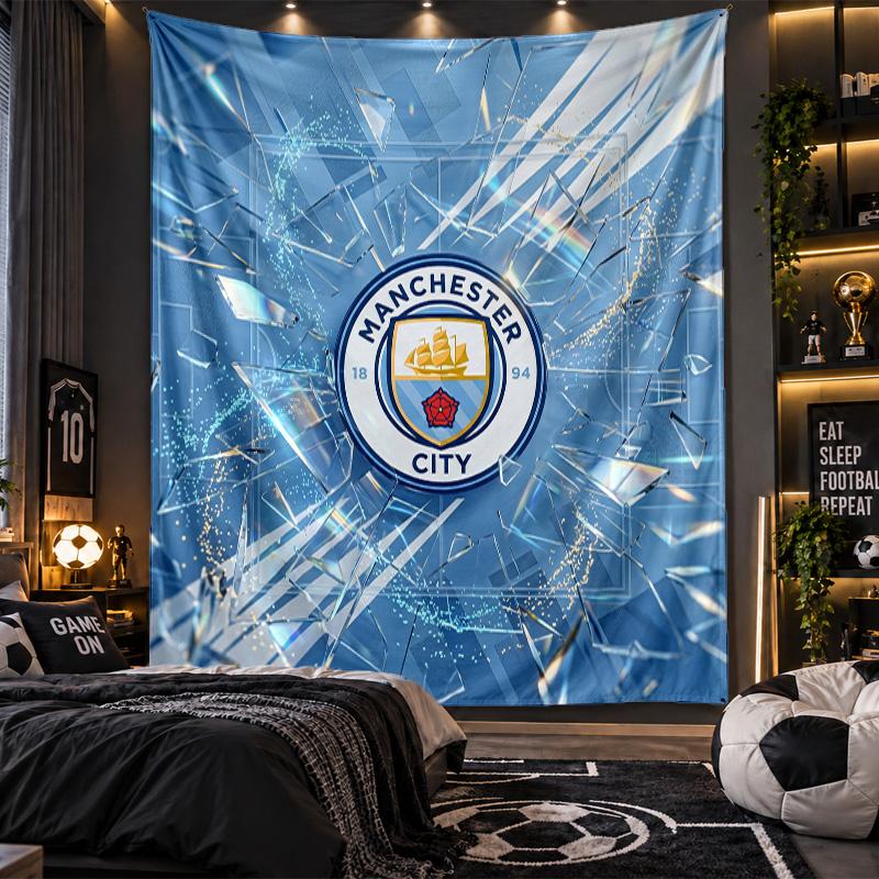 Wall Hanging Tapestry Manchester City Print Cloth for Living Room Bedroom Home Decor