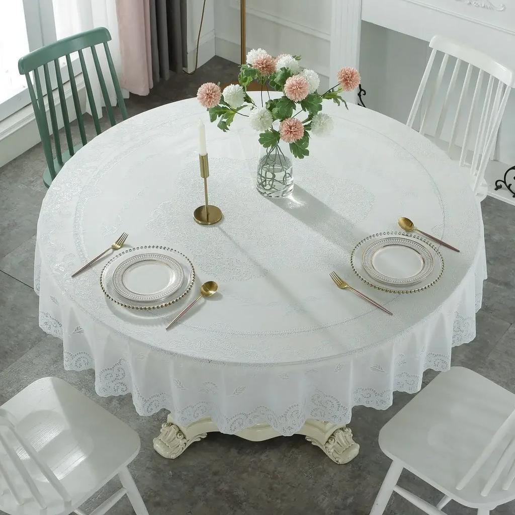 Многоразмерная настольная ткань для горячего тиснения из ПВХ, водонепроницаемая, маслостойкая, не стираемая, круглый коврик для стола, утолщенная бытовая ткань для обеденного стола