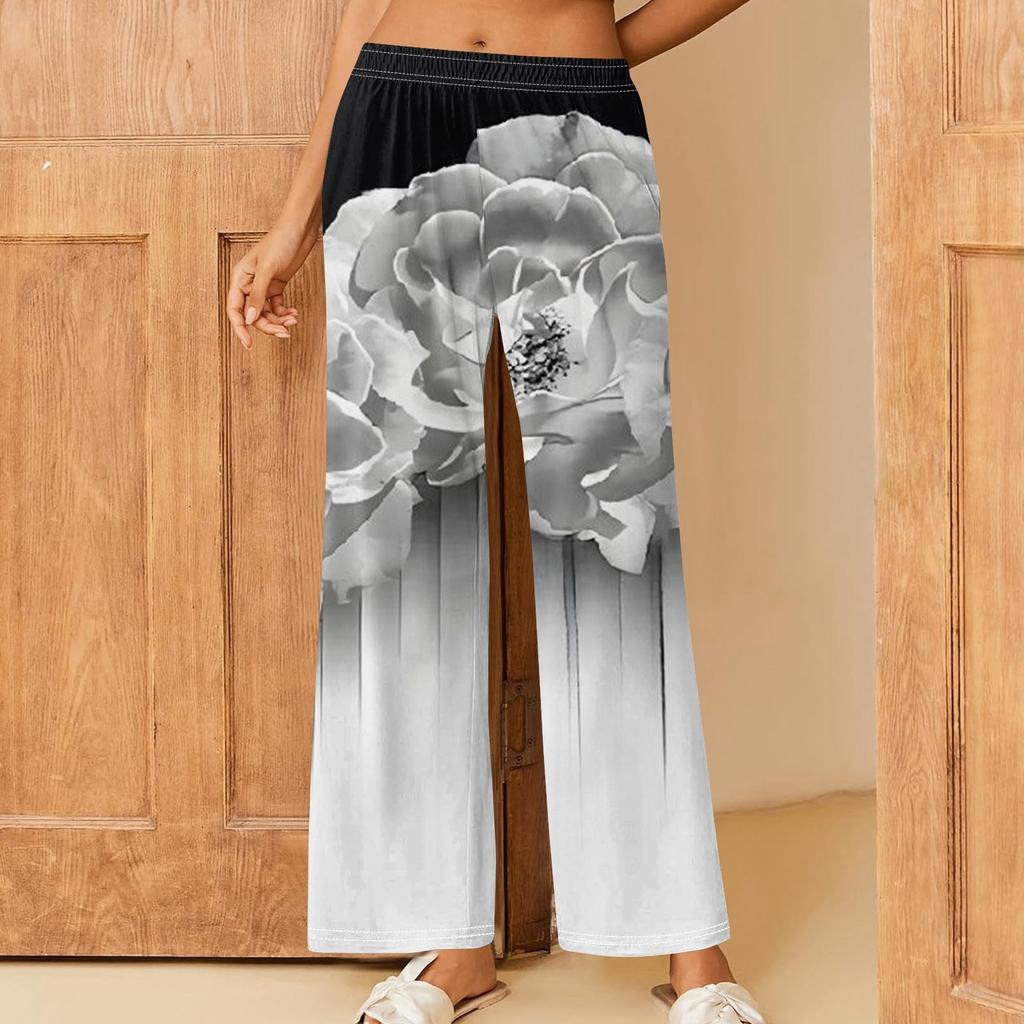 Women's Printed Casual Elastic Waist Comfortable Straight Tube Loose Pants