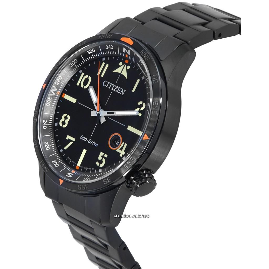 Citizen Eco-Drive Stainless Steel Black Dial BM7555-83E 100M Men`s Watch