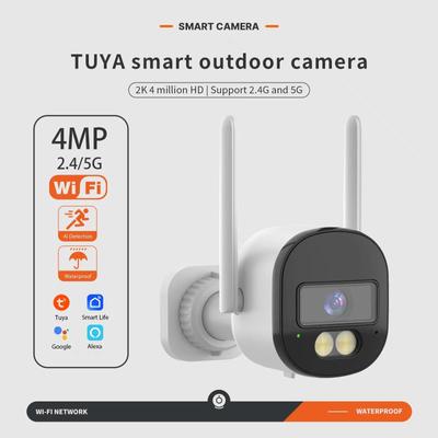 Tuya наружная цилиндрическая камера 4MP 2.4ghz WIFI водонепроницаемая Onvif двусторонняя связь детектор движения сирена сигнализация IP-камеры с Alexa Google