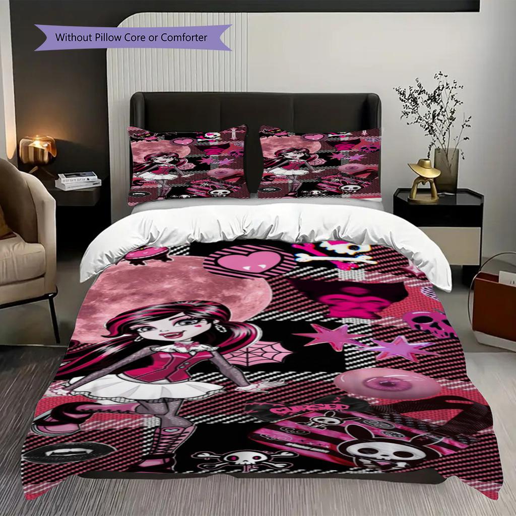 Monster High Fantasy Style Three-piece set (1 * duvet cover + 2 * pillowcase, without core) 2D Flat Bedding set Christmas birthday gift