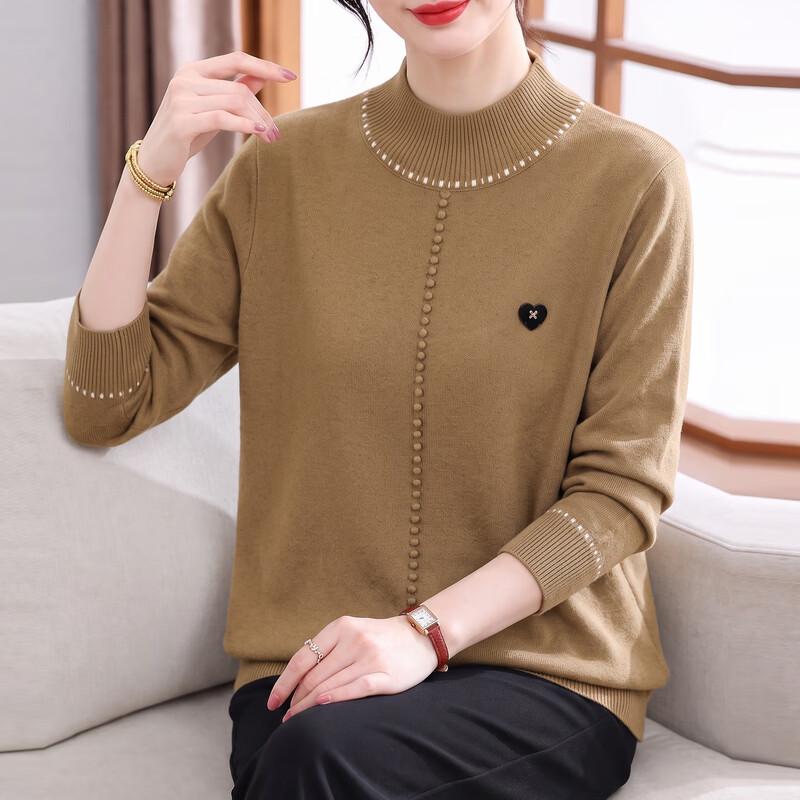 Hengyuanxiang Women's Half-High Collar Knitted Sweater