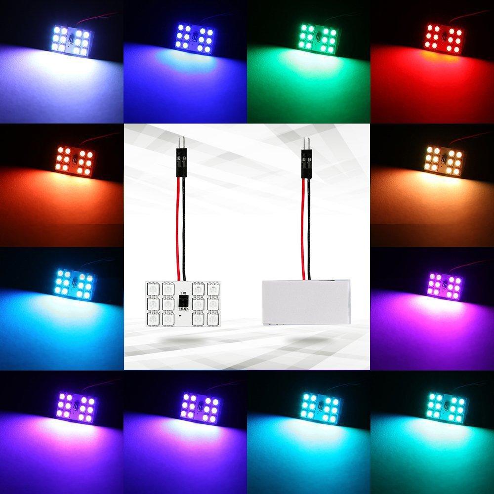 1797 Светодиодная панель для комнатного светильника T10 RGB светодиодная лампа C5WW5WLED для салона автомобиля, плафон T10, гирлянда 2 типа с адаптером, дистанционное управление, 12 В Ca
