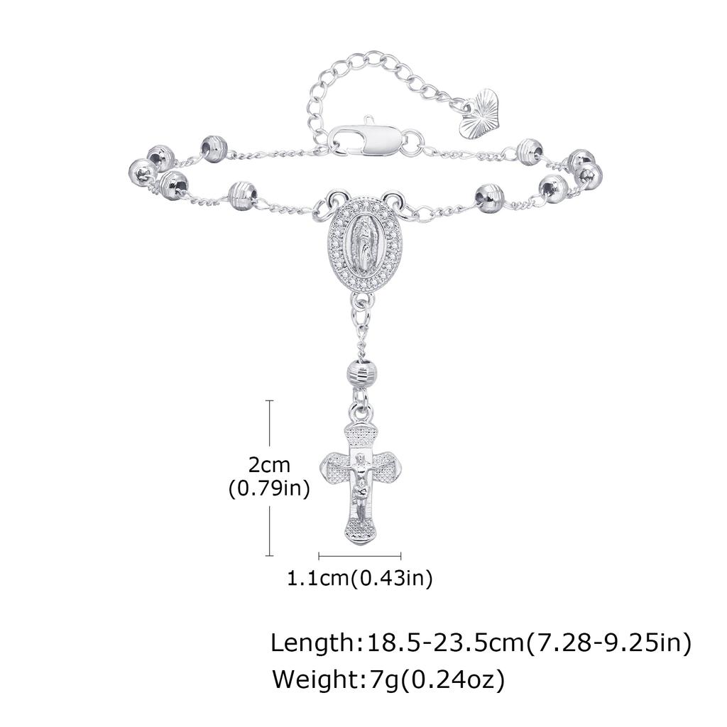 Браслет-четки с крестом Девы Марии для женщин, трехцветный регулируемый браслет-цепочка с изображением Девы Гваделупской, ювелирный подарок