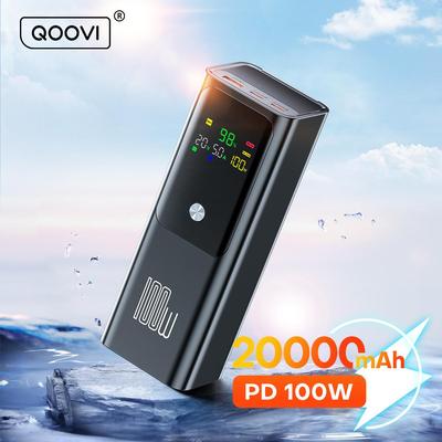 QOOVI PD 100W Power Bank 20000mAh Внешняя батарея Емкость Быстрая зарядка Портативное зарядное устройство Powerbank для ноутбука iPhone Samsung