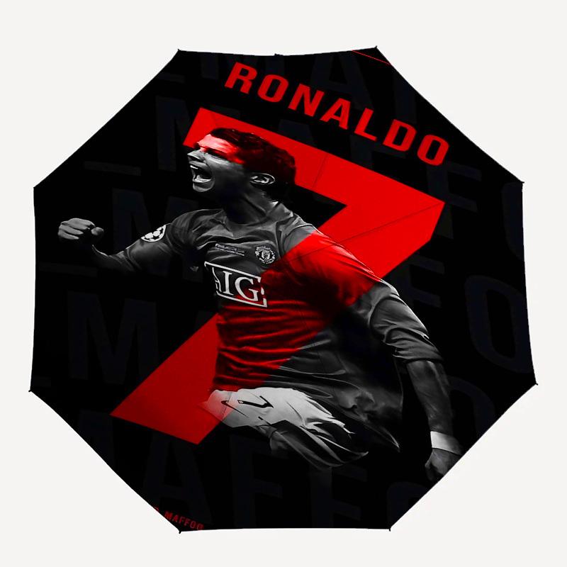 1 шт. Автоматический складной зонт RONALDO MANCHESTER UNITED с 8 спицами, ветрозащитный купол, компактный и портативный, для путешествий, 10250