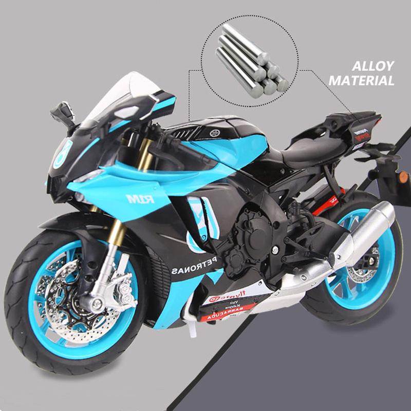 1/9 YAMAHA YZF-R1M Alloy Racing Motorcycle Diecast Metal Street Sports Motorcycle Model with Light Simulation Childrens Toy Gift