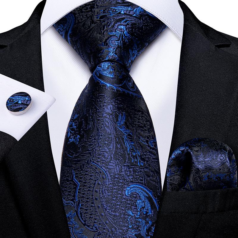 2025 Luxury Mens Necktie Set Business Tie Silk Hanky Cufflinks Set