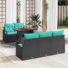 Garden Sofa Set with Cushions 6 pcs Black and Blue