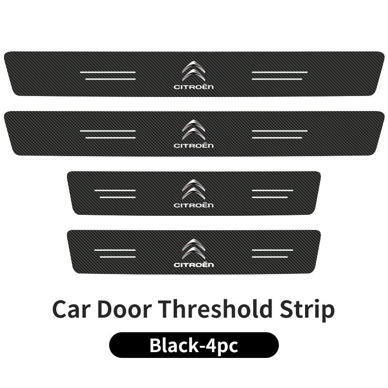 AQP4 4PCS Car Door Sill Protective Sticker Carbon Fiber Door Sill Accessory For Citroen C3 C4 C5 C1 C2 Berlingo Celysee Xsara Picasso