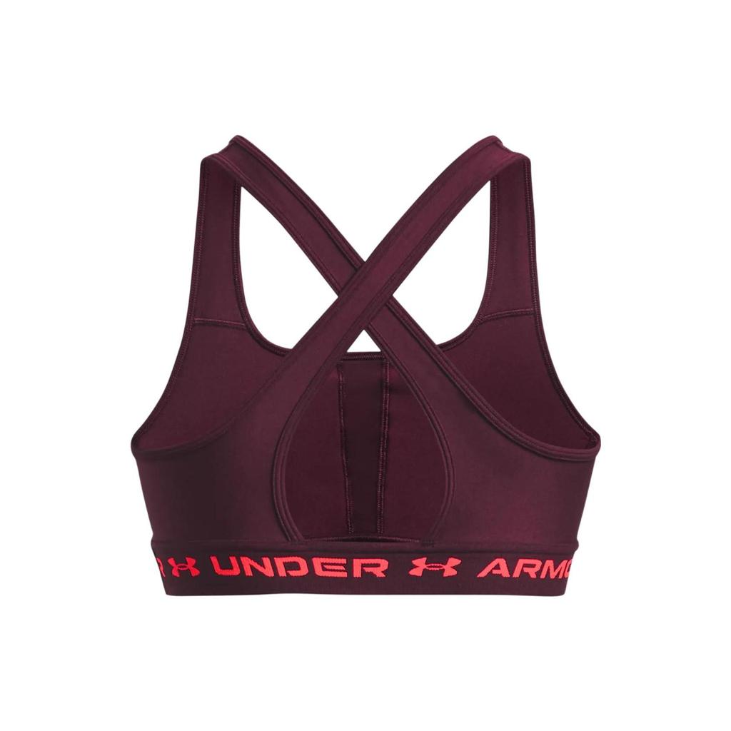 Under Armour Crossback HeatGear® Letter Logo Jacquard Medium Support Sports Bra Women Underwear Dark-Brown-Red 1361034-600