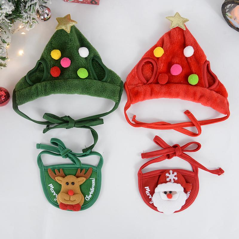 Dog Cat Christmas Hat Pets Clothes Bibs Puppy Cap Costume Accessories Navidad Xmas Home Decoration 2025 New Year Gift Bandana