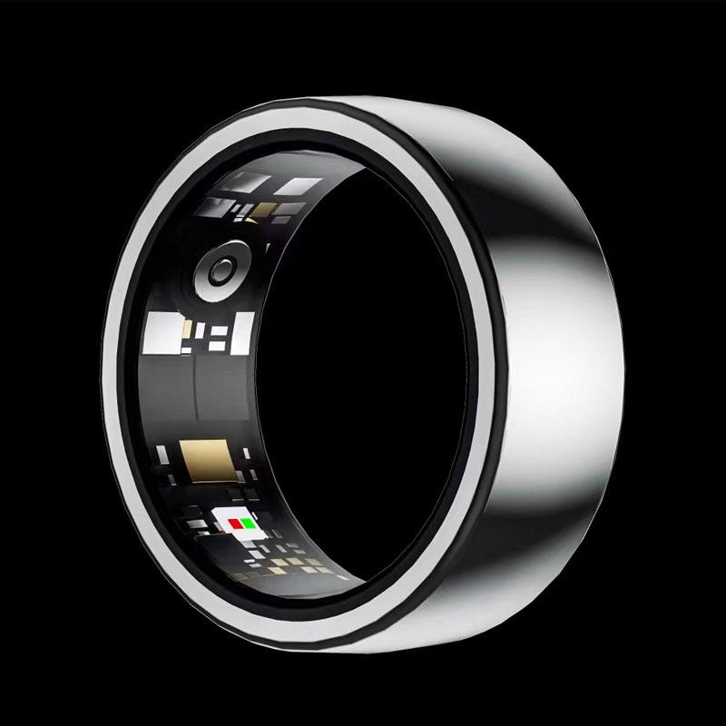 Водонепроницаемое умное кольцо с мониторингом сердечного ритма, кислорода в крови, сна и стресса, включает зарядный кейс.