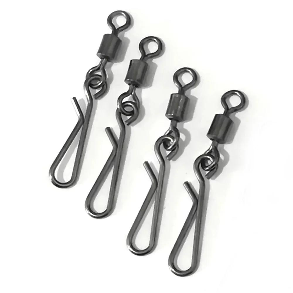 50 Pieces Stainless Steel Fishing Rolling Swivel with Hook Hook Fishing Accessories