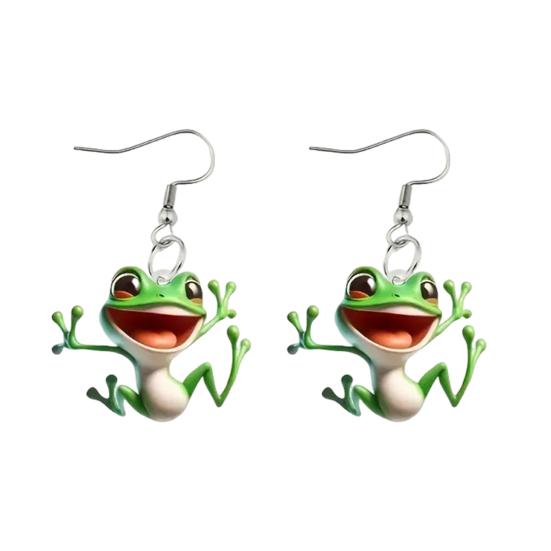 Серьги-подвески с лягушкой, 2D акриловые серьги с подвеской в виде лягушки, мультяшные серьги с животными, подарок для друзей или любителей лягушек