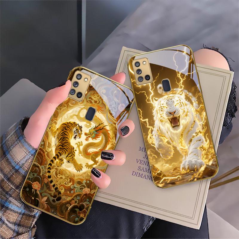Голова Золотого Орла Для Samsung A 31 32 A33 A34 35 14 A15 13 A16 25 A26 50 52 53 54 55 56 70 71 72 73 Золотой стеклянный чехол для телефона