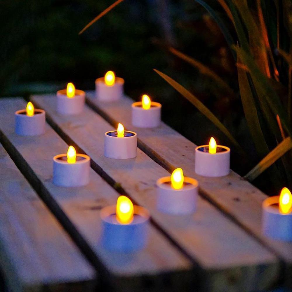 Solar LED Light Candle Led Candles Flameless Outdoor Waterproof Solar Tea Lights Rechargeable Candles for Party Garden Home