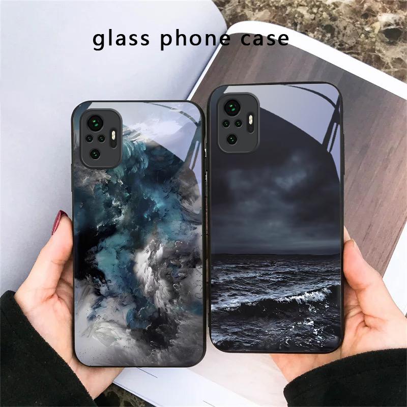 Абстрактные Современные Волны Для Redmi Note 14 Pro+ 13 Pro 8 9 9S 12S 10 Pro 11 12 13C 14C A3 12 13 K60 Ultra Черный Стеклянный Чехол для Телефона