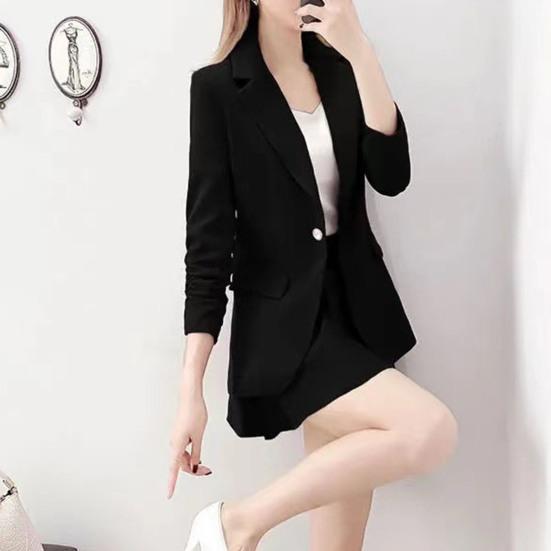 2 шт./комплект пальто юбка комплект женский весна осень лацкан длинный рукав одна пуговица костюм пальто плиссированное мини