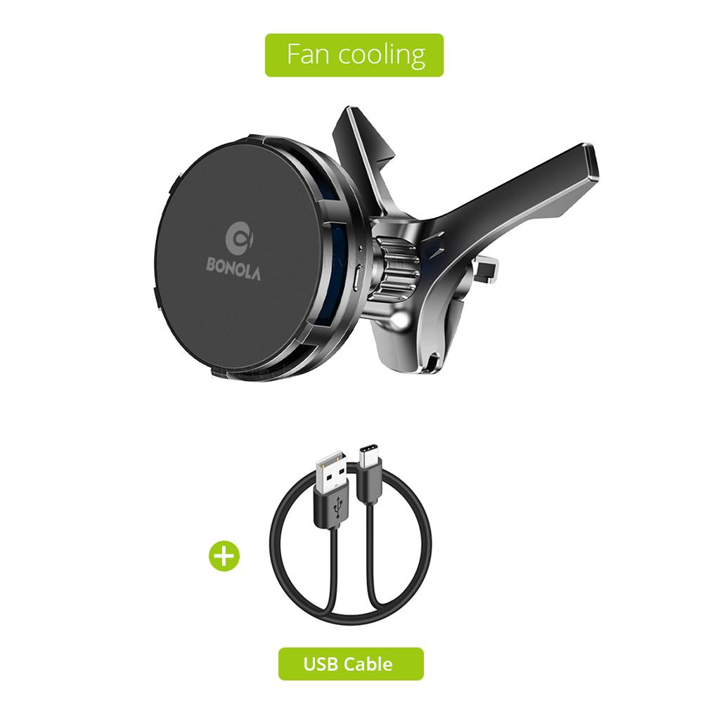 Магнитное автомобильное беспроводное зарядное устройство-кулер, крепление 15 Вт, быстрая беспроводная зарядка для универсального автомобильного вентиляционного отверстия, охлаждение со светом