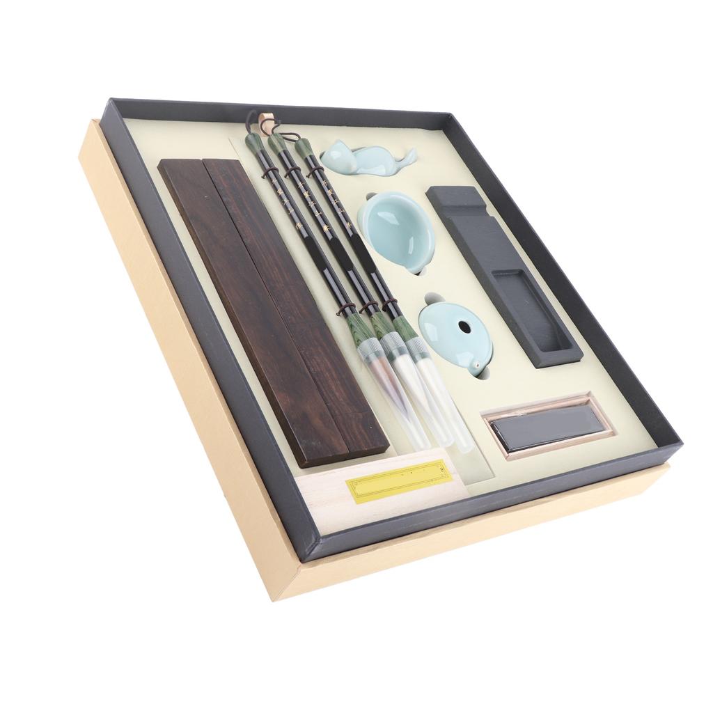 Набор для практики китайской каллиграфии, 4 сокровища для изучения, кисть, ручка, чернила, бумага, чернильный камень для подарка