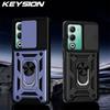 KEYSION Противоударный бронированный чехол для OPPO A5 5G A5X 5G со сдвижной защитой объектива камеры, кольцом-подставкой и задней крышкой для телефона для OPPO A5 5G A5X
