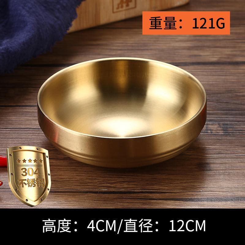 Double-layer Korea 304 Stainless Steel Bowls Rice Noodle Dishes Insulated Lunch Tableware Golden Restaurant Kitchen Supplies
