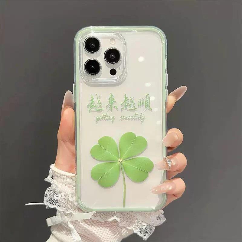 Применимо к противоударному чехлу для iPhone17PRO, Xinyun четырехлистник становится все более гладким, Apple 16 чехол-книжка два в одном