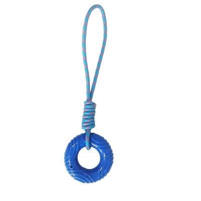 Knot Tire Ball Dog Toy - Chew-Resistant Rope Ring with Squeaker for Aggressive Chewers, Interactive Tug-of-War Pet Dental Toys