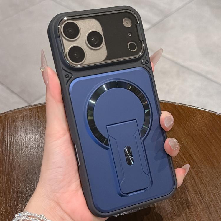 Shockproof Lens Cover Magnetic Phone Case for iPhone 18, Hidden Kickstand TPU Acrylic Protective Cover