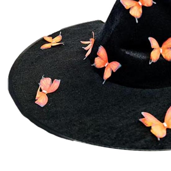 Шляпа ведьмы с декором из 12 бабочек, поля с закруткой, для Хэллоуина, вечеринок, косплея, маскарадный костюм, аксессуар для костюма ведьмы